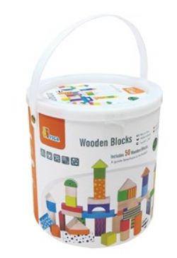 BLOCS DE BOIS MULTICOLORES - 50 MCX